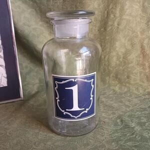 Apothecary Jar Bottle with Large Stopper 10" Vintage Glass